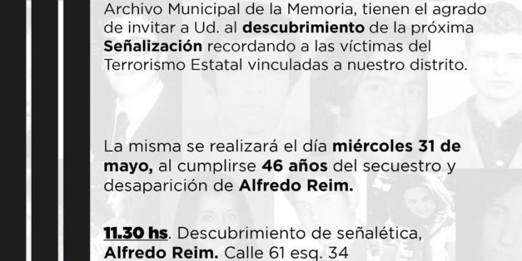 Descubrimiento de la próxima señalización recordando a las víctimas del terrorismo de estado