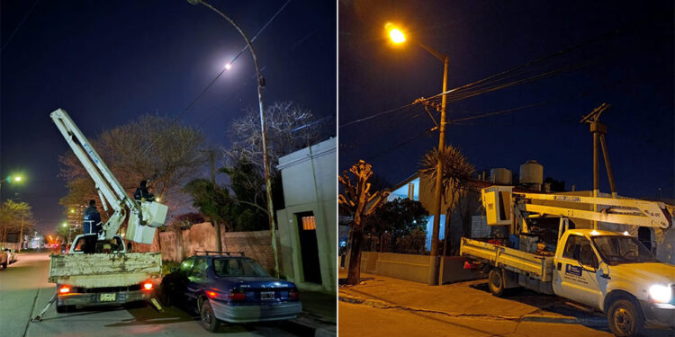 La cuadrilla municipal de Servicios Públicos resolvió varios reclamos del alumbrado