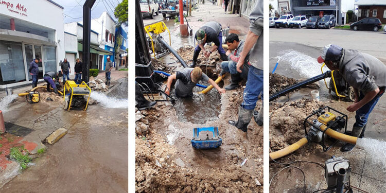 Giorello resaltó el trabajo de Obras Sanitarias para reparar el caño mayor en la Diagonal