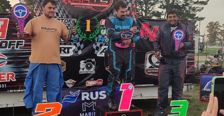 Terrasanta, Brost y Suarez en el podio de la categoría pesados plus del Karting en Tierra del Sudeste