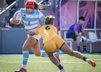 Milagros Echavez convirtió un try para las Yaguaretés ante Jamaica.